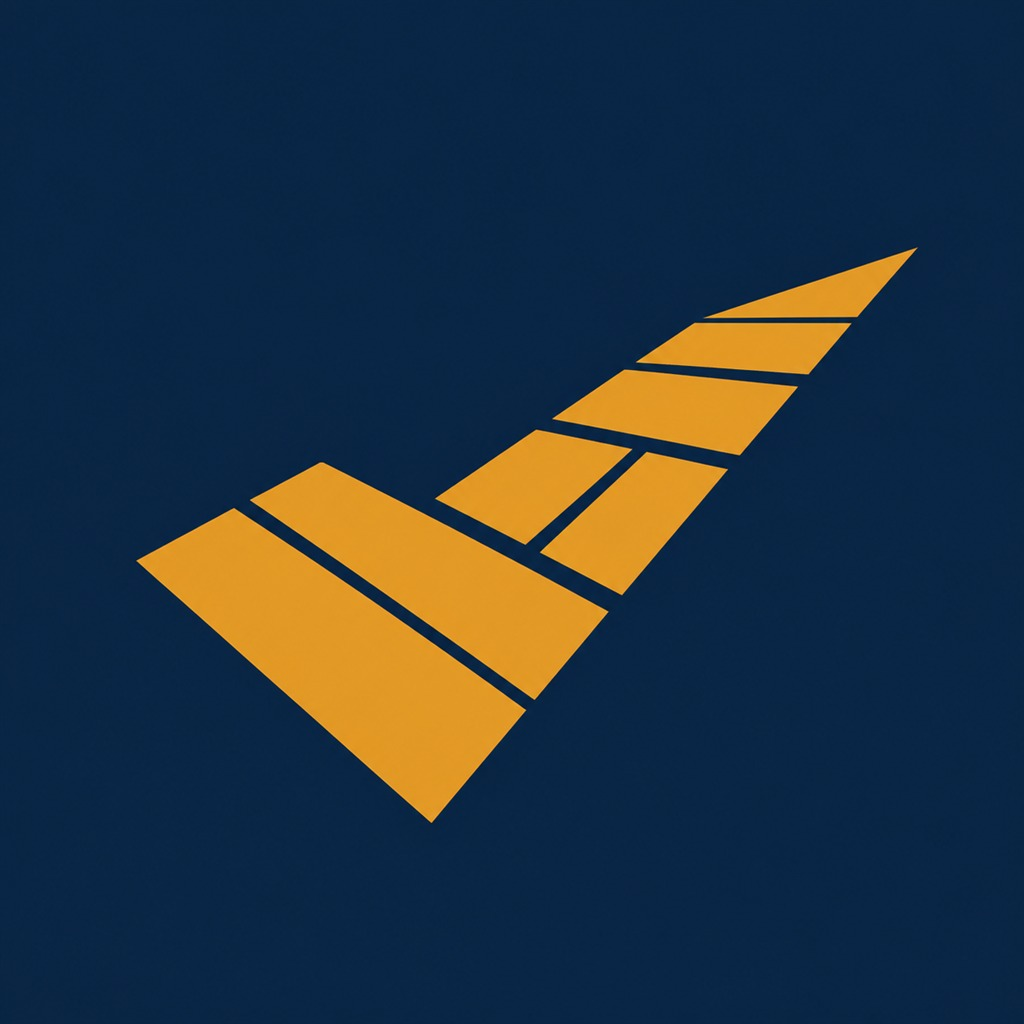 Your Flooring App logo with a gold flooring path on a deep blue background